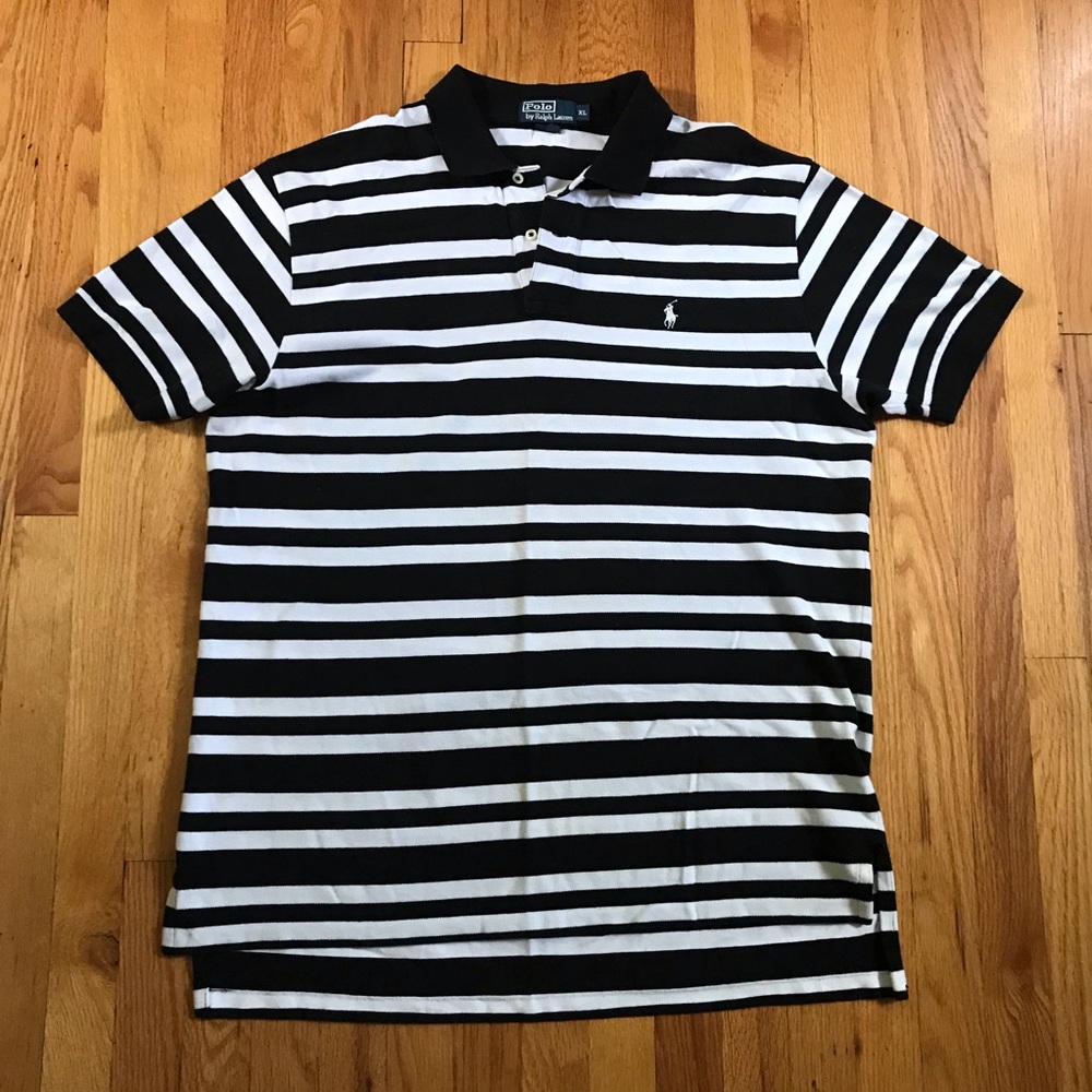 Polo by Ralph Lauren Black & White Stripe Polo XL